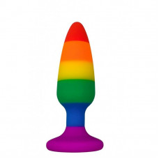 Силиконовая анальная пробка Wooomy Hiperloo Silicone Rainbow Plug M, диаметр 2,9 см, длина 11 см