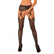 Эротические колготки-бодистокинг Obsessive Garter stockings S821 S/M/L, имитация чулок и пояса для ч