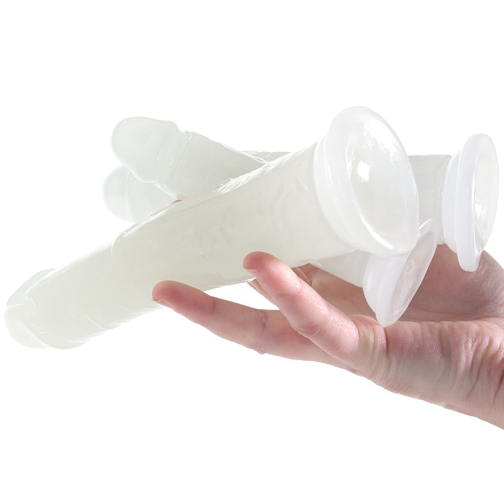 Різне - Страпон люмінесцентний Whipsmart Glow in the Dark із 3 насадками, чорний-білий 4