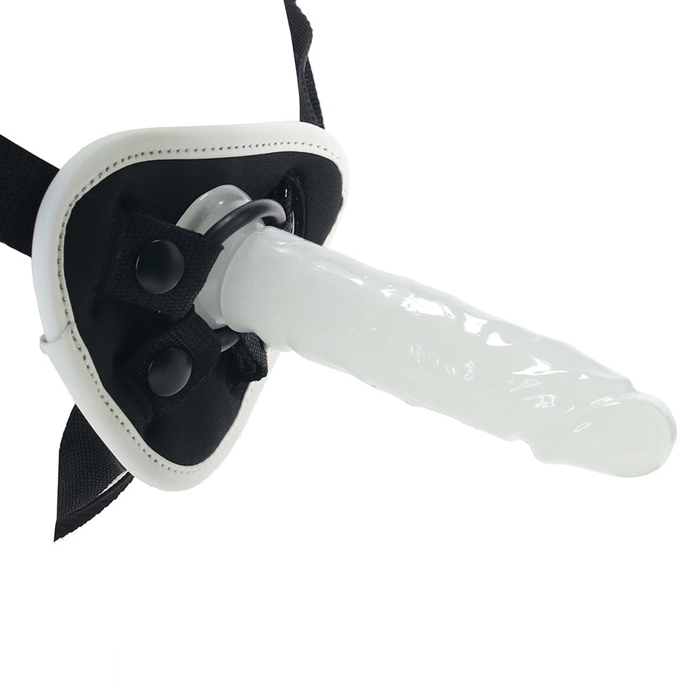 Різне - Страпон люмінесцентний Whipsmart Glow in the Dark із 3 насадками, чорний-білий 3