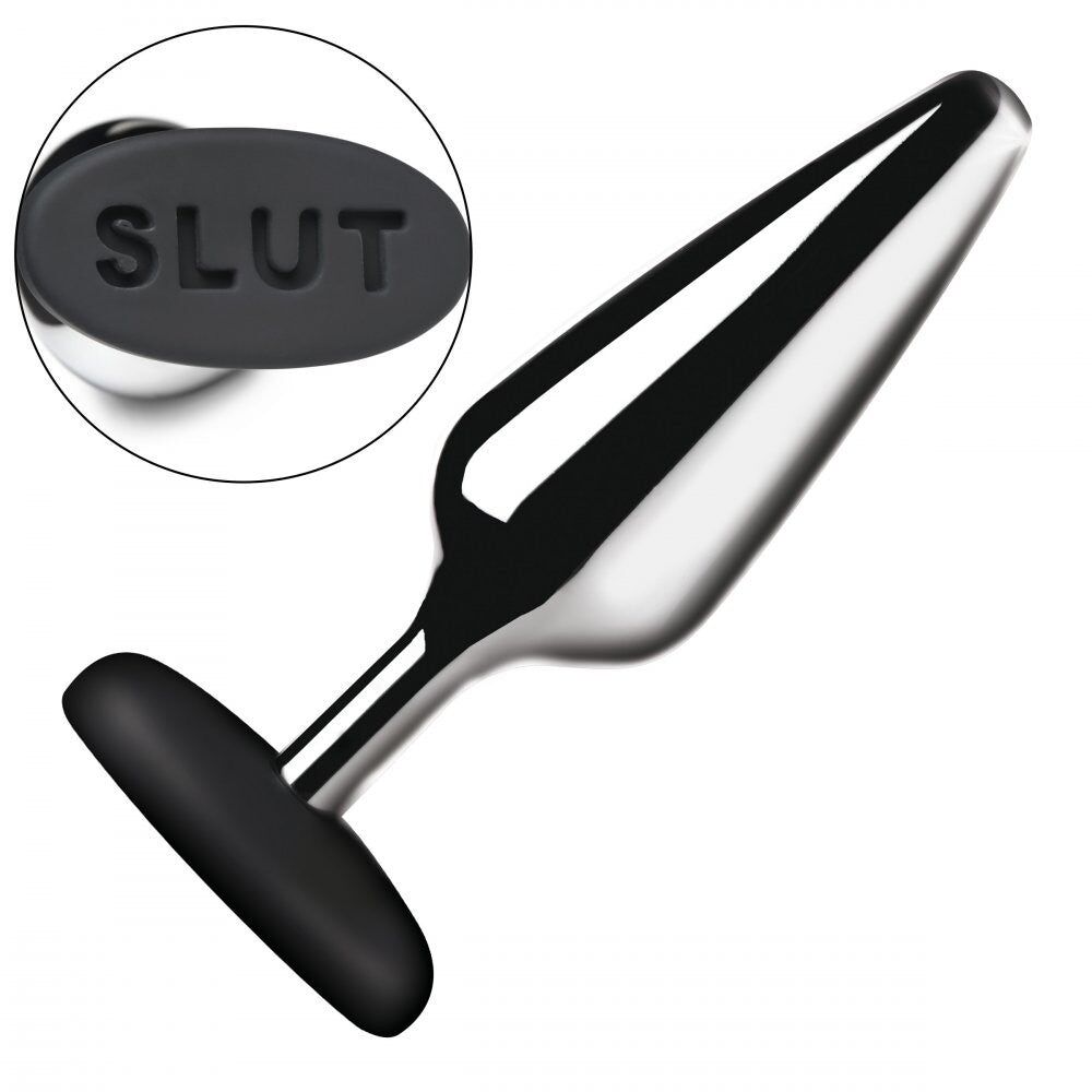 Анальные игрушки без вибрации - Анальная пробка Master Series Butt Slut Metal & Silicone Butt Plug - Silver