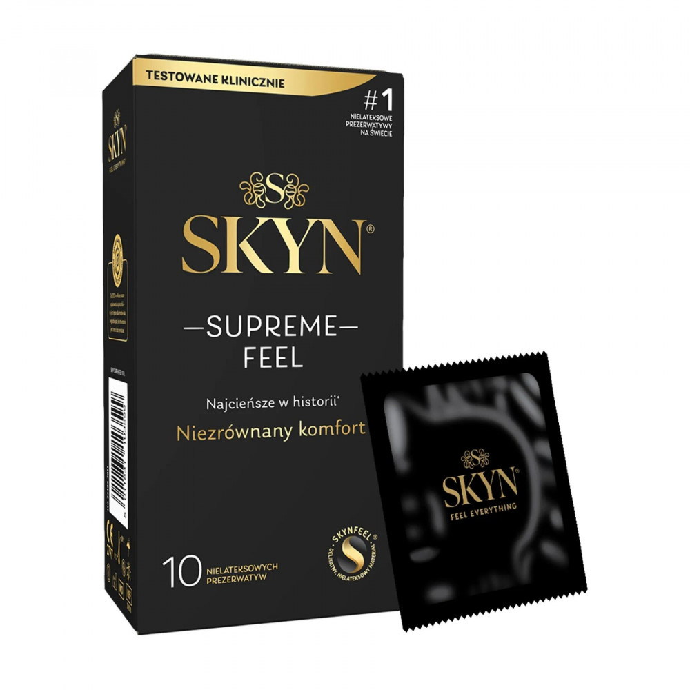 Презервативы - Ультратонкие безлатексные презервативы SKYN Supreme Feel 10 шт, 0,035 мм, естественная текстура кожи