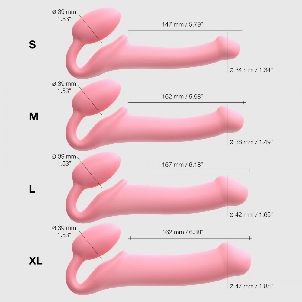 Страпони - Безремінний страпон Strap-On-Me Rose M, повністю регульований, діаметр 3,3 см 5