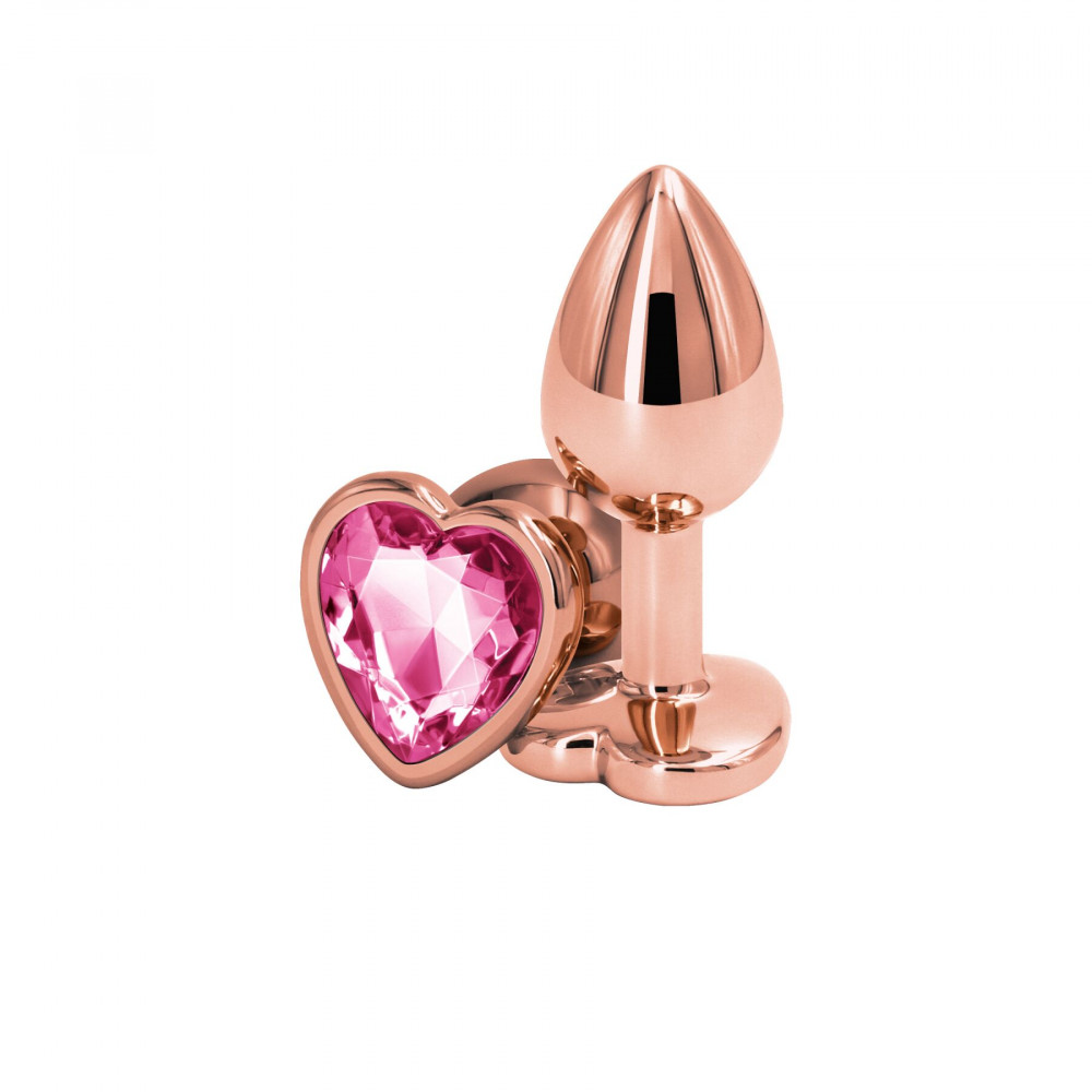 Анальные игрушки без вибрации - Анальная пробка NS Novelties Rear Assets - Rose Gold Heart - Small - Pink
