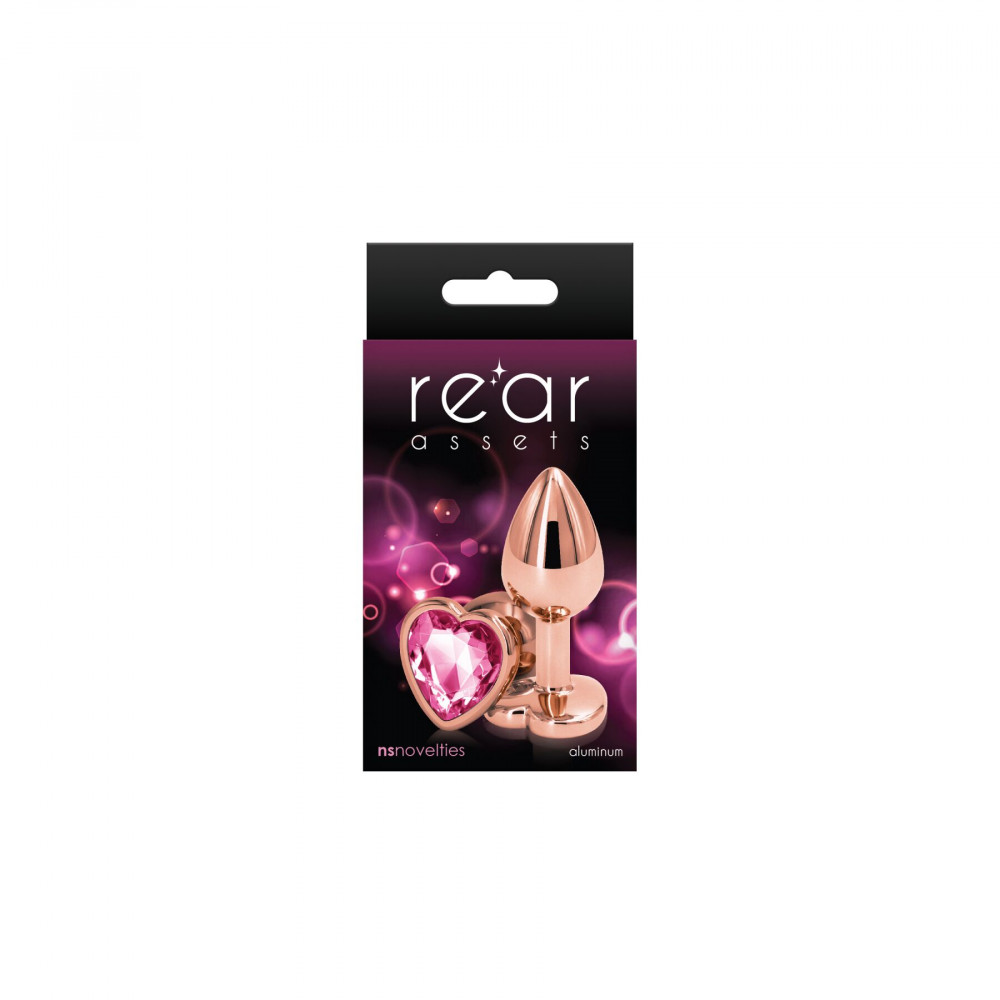 Анальные игрушки без вибрации - Анальная пробка NS Novelties Rear Assets - Rose Gold Heart - Small - Pink 1