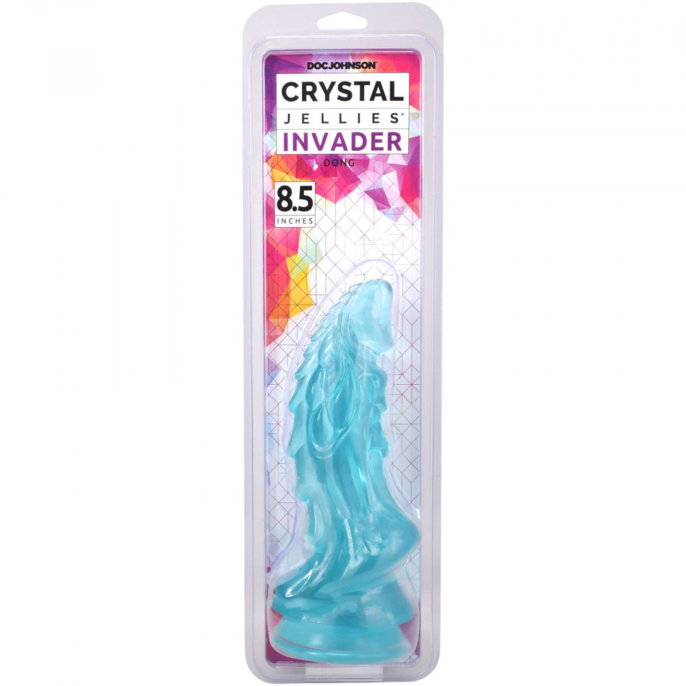 Фалоімітатор - Фентезійний фалоімітатор Doc Johnson Crystal Jellies - Invader Dong 8.5 Inch - Teal 4