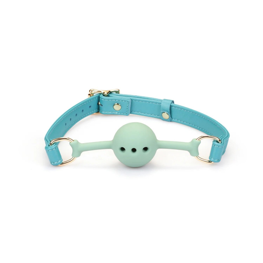 Повязки на глаза, кляпы, зажимы - Кляп Liebe Seele Blue Lamb Leather Ball Gag with Velvet Lining 1
