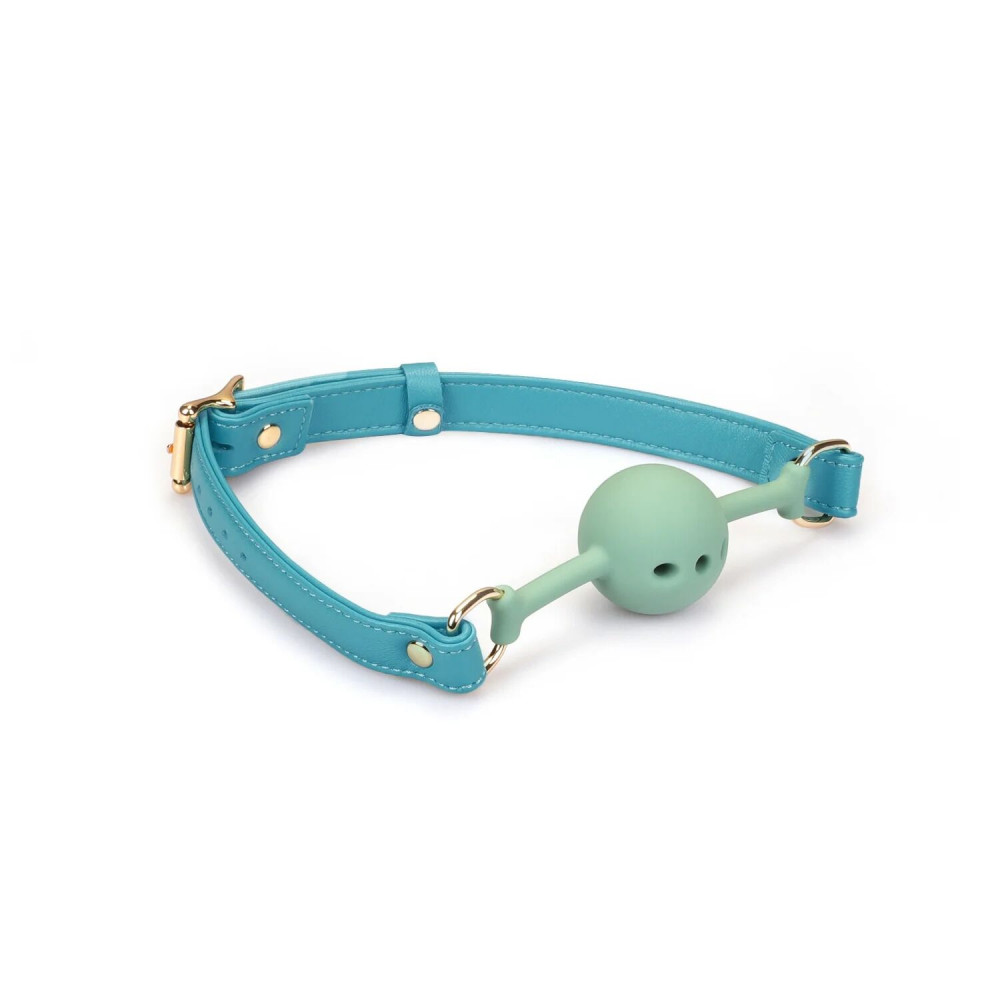 Повязки на глаза, кляпы, зажимы - Кляп Liebe Seele Blue Lamb Leather Ball Gag with Velvet Lining