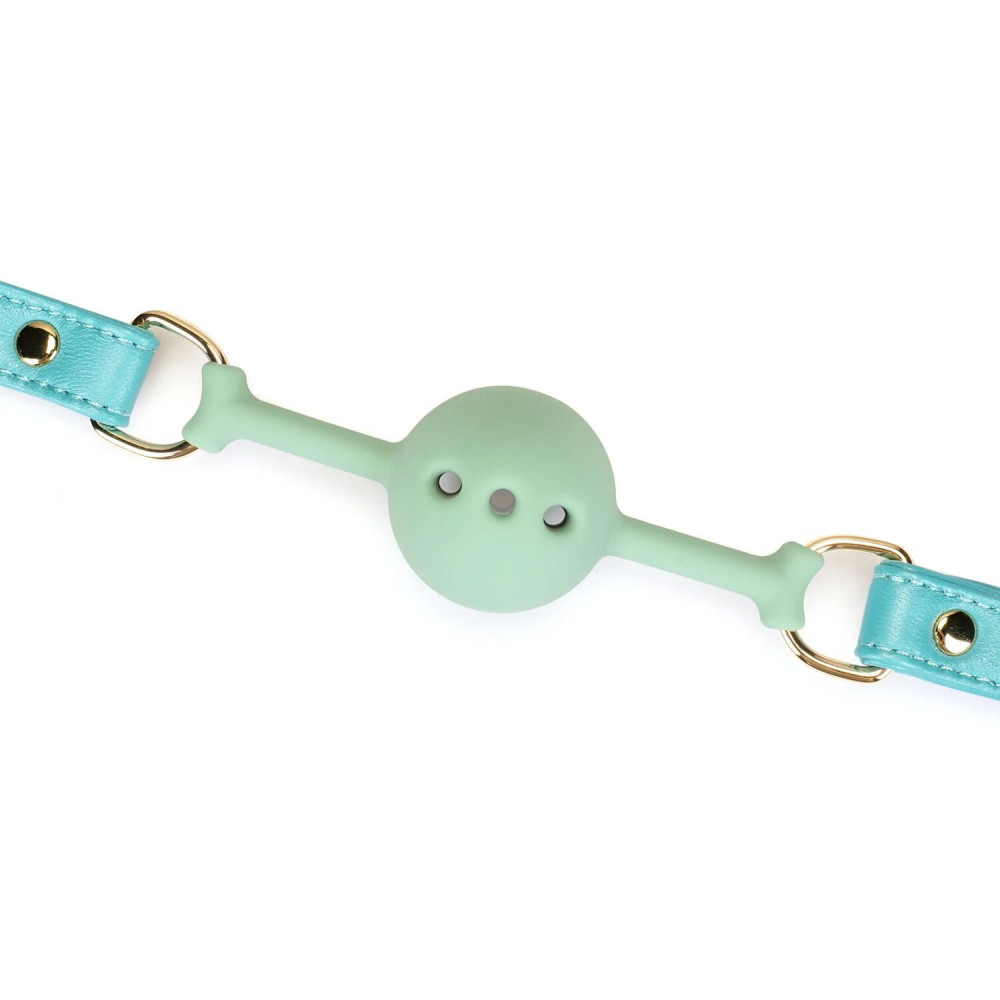Повязки на глаза, кляпы, зажимы - Кляп Liebe Seele Blue Lamb Leather Ball Gag with Velvet Lining 2