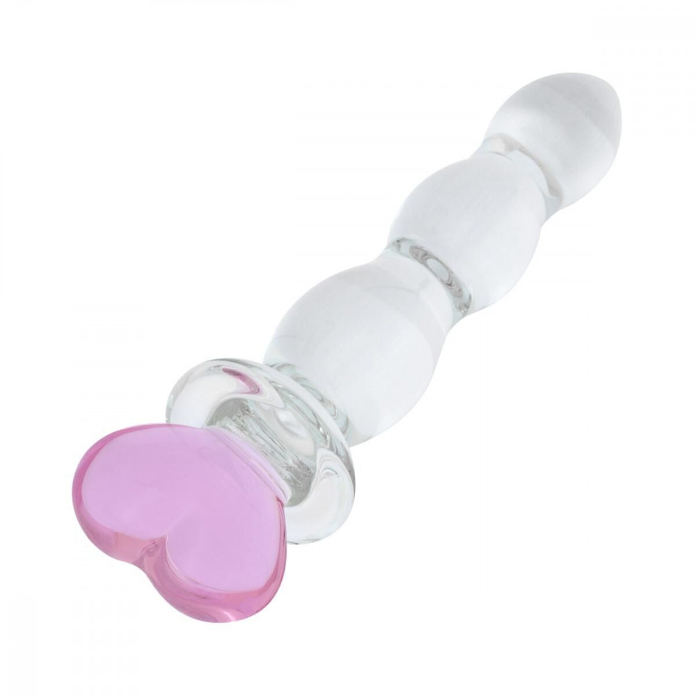 Анальні іграшки без вібрації - Скляний анальний ланцюжок Gildo Glass Butt Plug Heart Shape No. 35 3