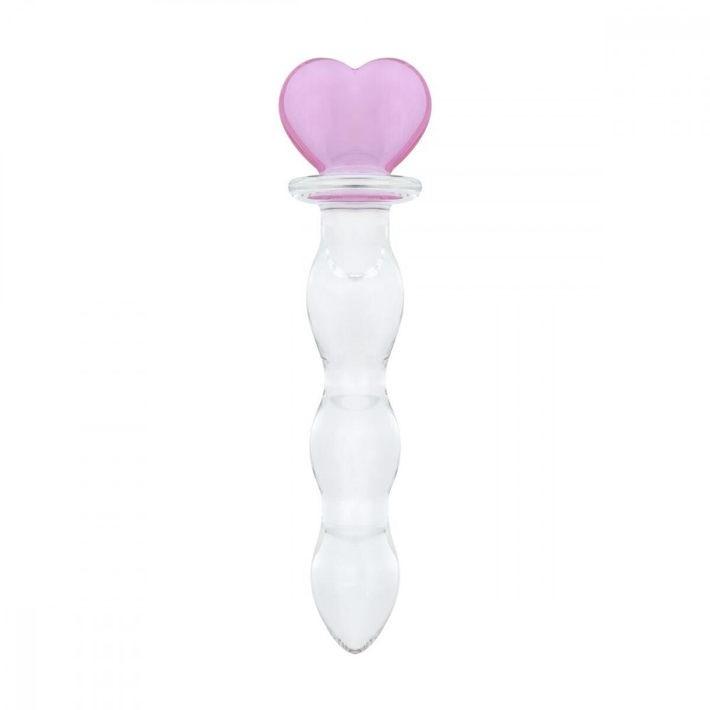 Анальні іграшки без вібрації - Скляний анальний ланцюжок Gildo Glass Butt Plug Heart Shape No. 35 1