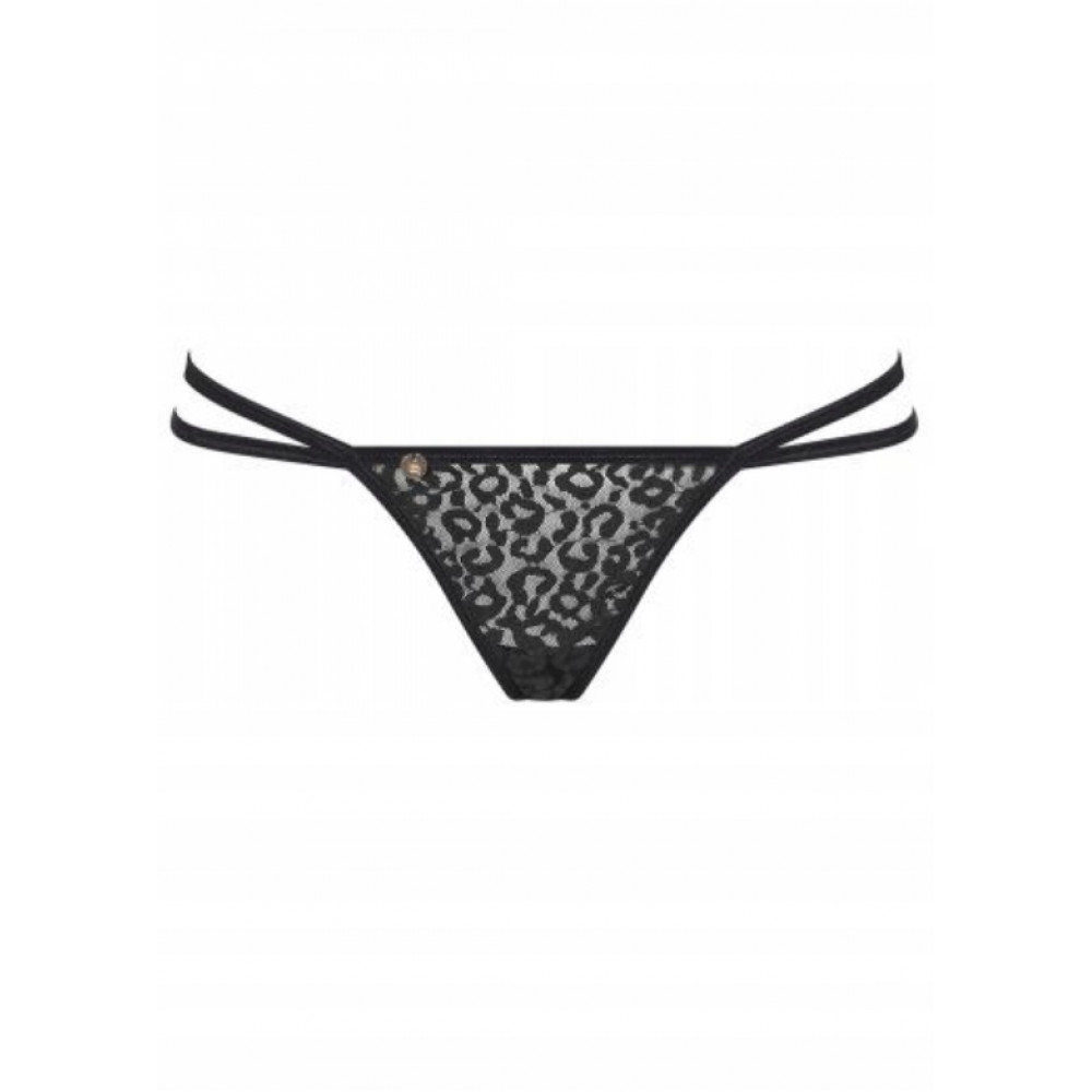 Эротическое белье - Трусики стринги с цепочками Obsessive Pantheria thong black S/M 3