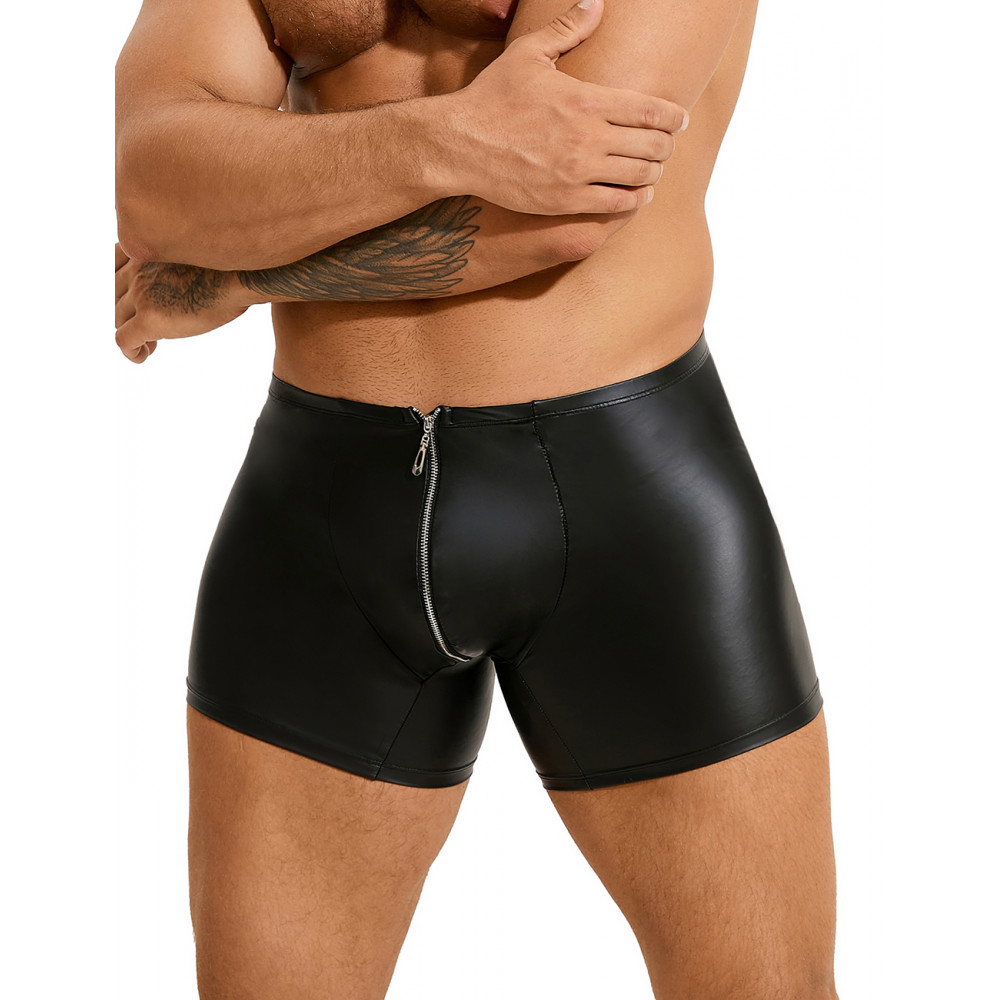 Різне - Труси на блискавці, чоловічі Star Night з імітацією шкіри, чорні, M 1