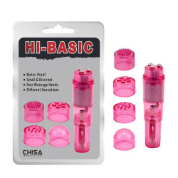Вибратор клиторальный с насадками Chisa Hi-Basic, розовый