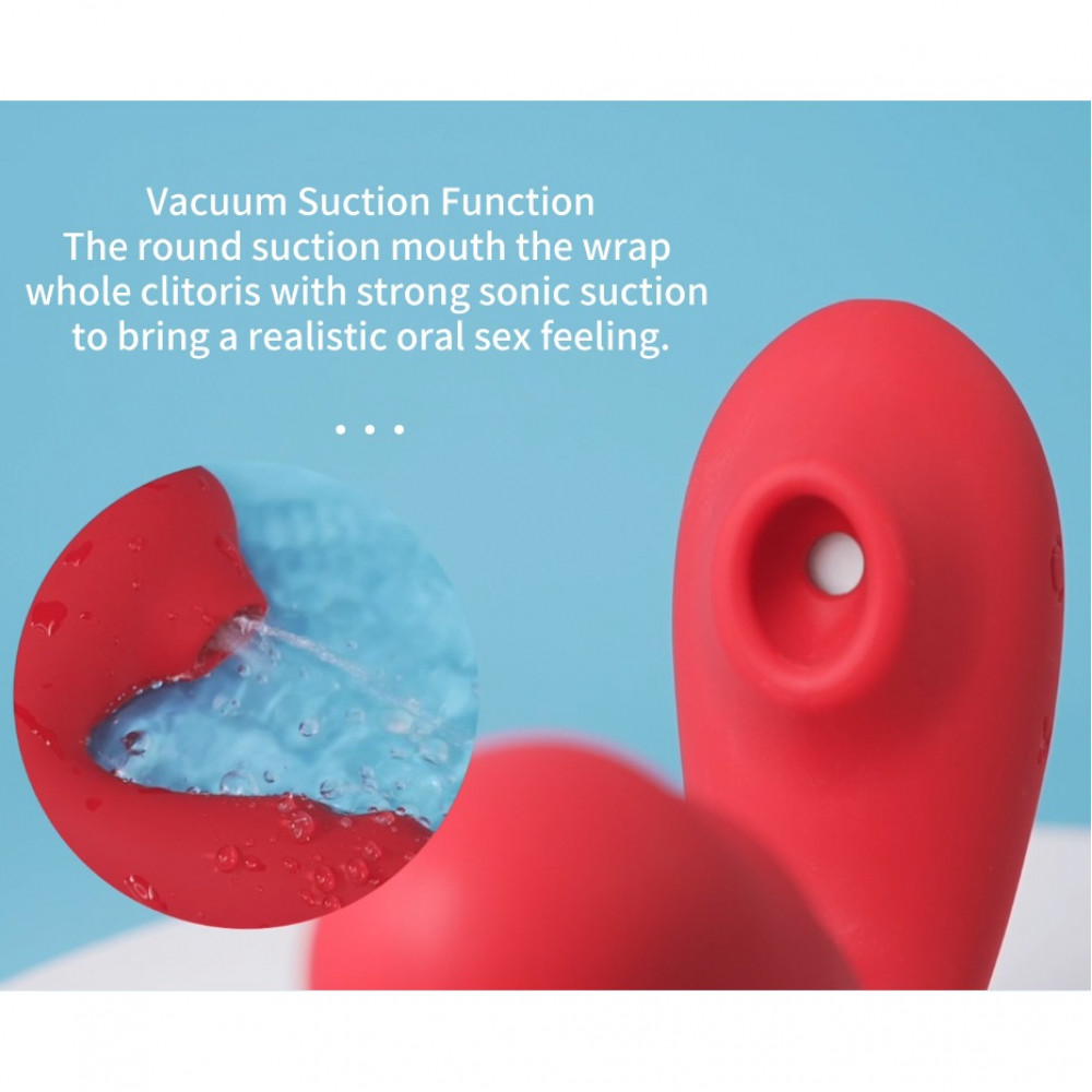 Вибратор-кролик - Вибратор для точки G BeYourLover Tara с вакуумной стимуляцией и нагревом, красный, 13 х 3.5 см 16