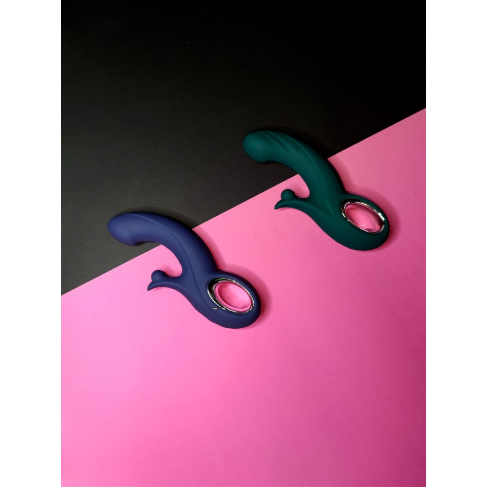 Разное - Вибратор-кролик Chisa Kissen Raider с фрикциями, зеленый, 20.3 см х 3.7 см 4