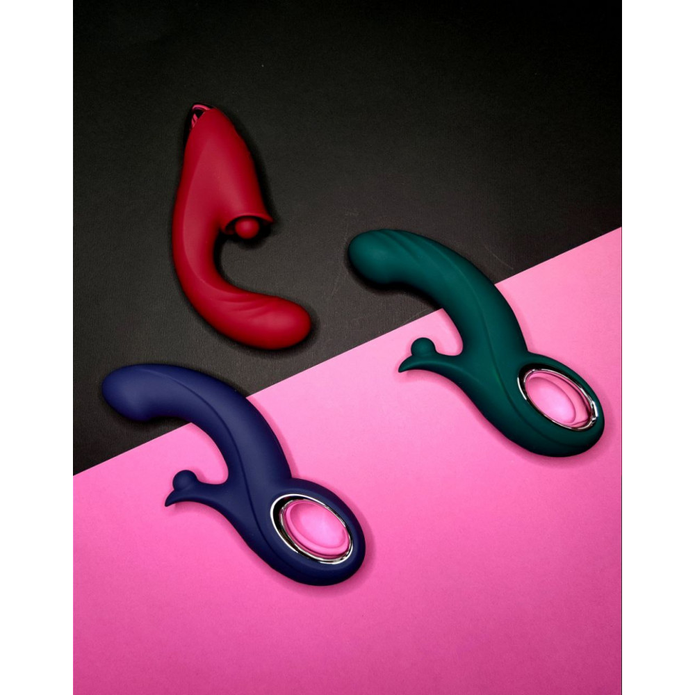 Разное - Вибратор-кролик Chisa Kissen Raider с фрикциями, зеленый, 20.3 см х 3.7 см 5