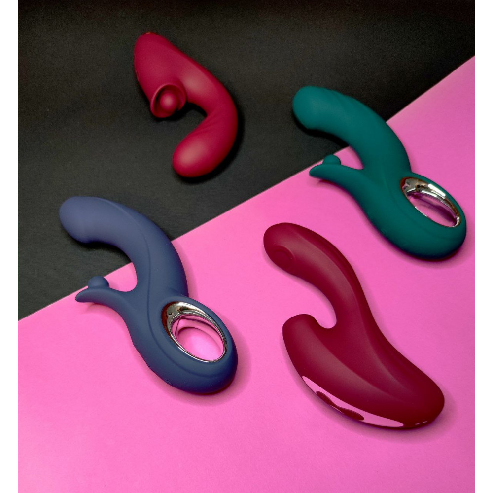 Разное - Вибратор-кролик Chisa Kissen Raider с фрикциями, зеленый, 20.3 см х 3.7 см 9