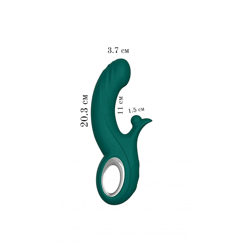 Разное - Вибратор-кролик Chisa Kissen Raider с фрикциями, зеленый, 20.3 см х 3.7 см 2