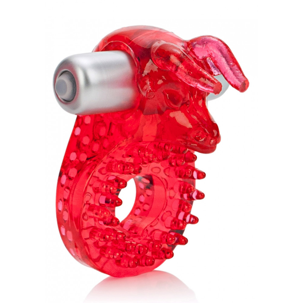 Секс игрушки - Вибро-эрекционное кольцо с быком CalExotics красное, 8.2 х 5 см