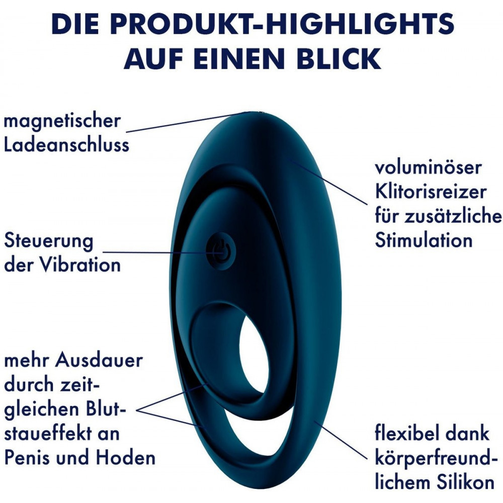 Разное - Вибрирующее кольцо для пениса Satisfyer Glorious Duo со стимуляцией яичек и клитора, синее 5