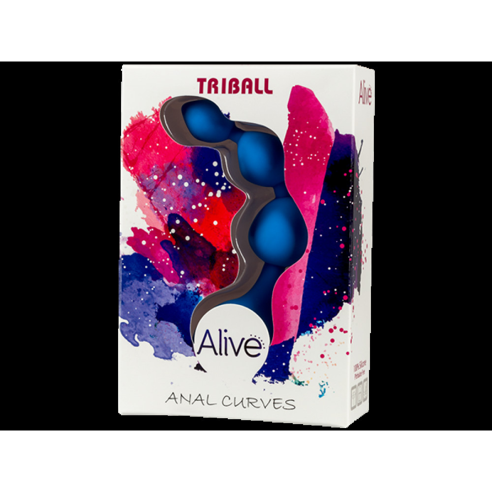 Анальные бусы и цепочки - Анальные шарики Alive Triball Blue, силикон, макс. диаметр 2см 1