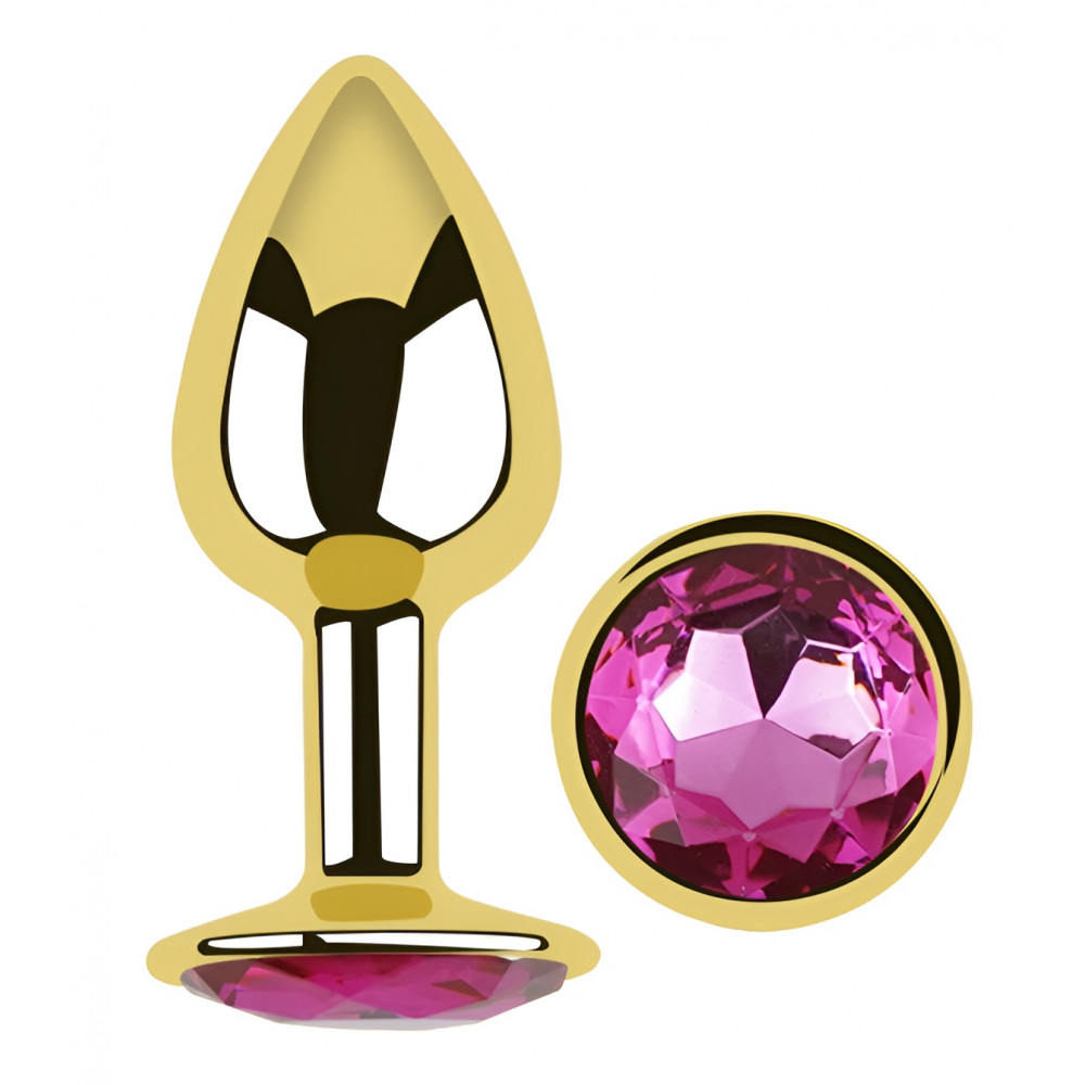 Анальные игрушки без вибрации - Анальная пробка с кристаллом EGZO - Gold Round Plug Rose size S 4