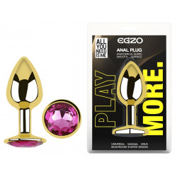 Анальная пробка с кристаллом EGZO - Gold Round Plug Rose size S