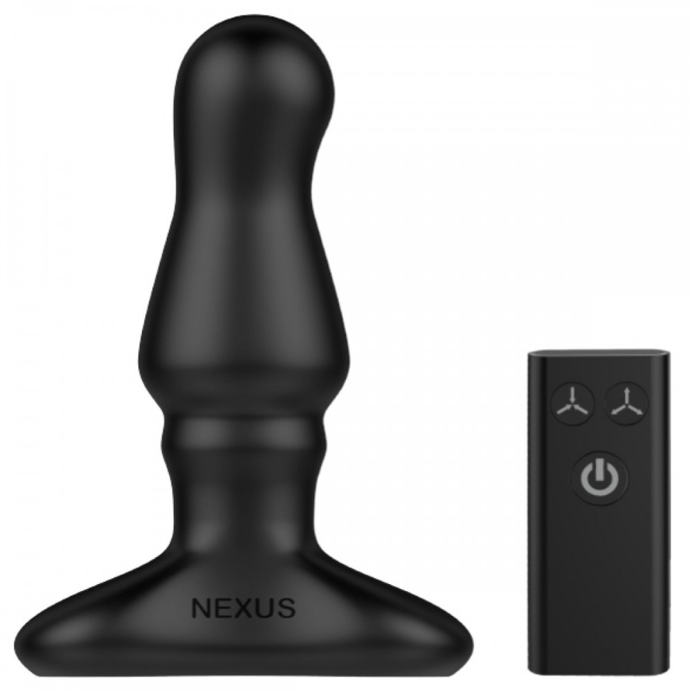Секс игрушки - Анальная пробка с вибрацией и накачкой Bolster Nexus, силиконовая, черная, 12 х 4 см