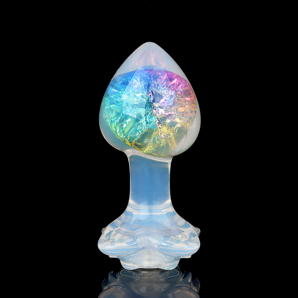 Анальные игрушки без вибрации - Анальная пробка сердечко UNIVIBE, силиконовая с камнем, зелёная, 7.8 х 2.8 см 3