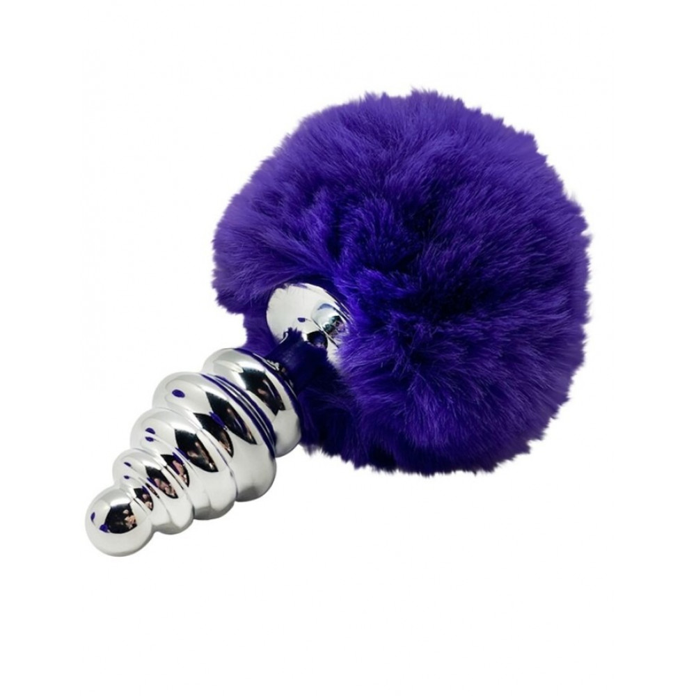 Анальные игрушки без вибрации - Анальная рельефная пробка Alive Anal Pleasure с темно-фиолетовым хвостом, М 3