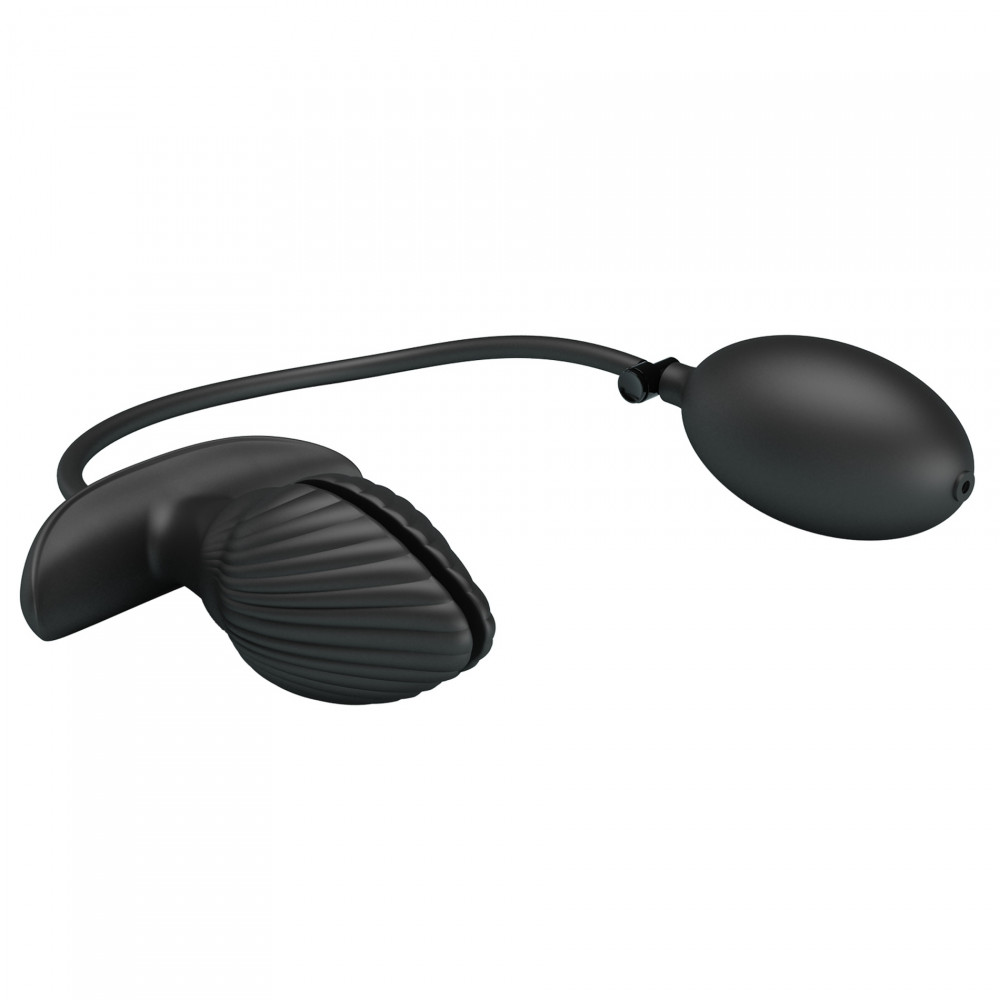 Анальные игрушки с вибрацией - Анальная вибропробка с накачкой Pretty Love Manson «Ракушка», черная, 9.6 х 4 см 3