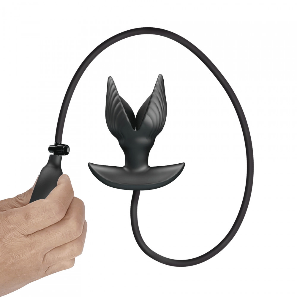 Анальные игрушки с вибрацией - Анальная вибропробка с накачкой Pretty Love Manson «Ракушка», черная, 9.6 х 4 см 5