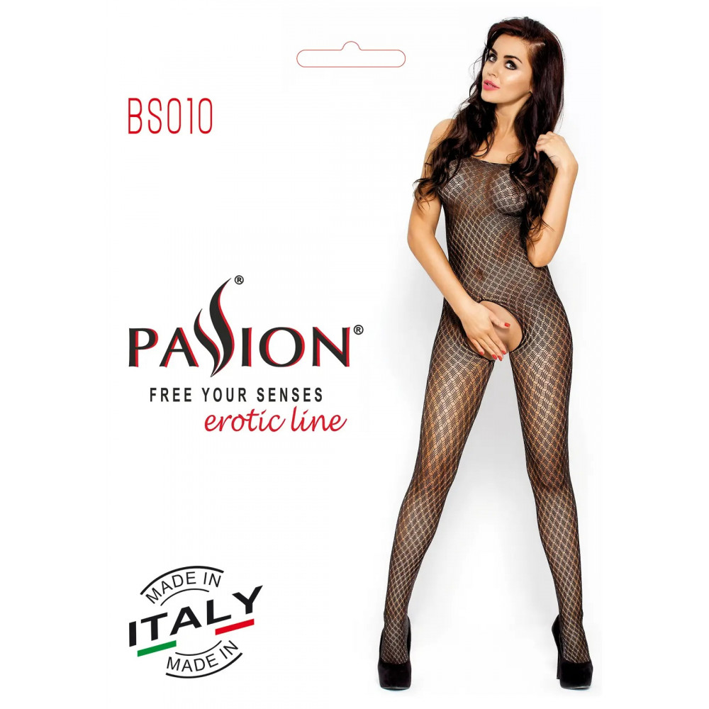 Разное - Бодистокинг с геометрическим узором Black Bodystocking Open Crotch BS010-black 2