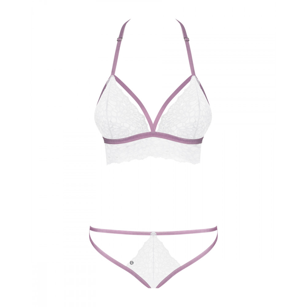 Разное - Эротичный комплект кружевной Obsessive Lilyanne 2-pcs set white S/M 4