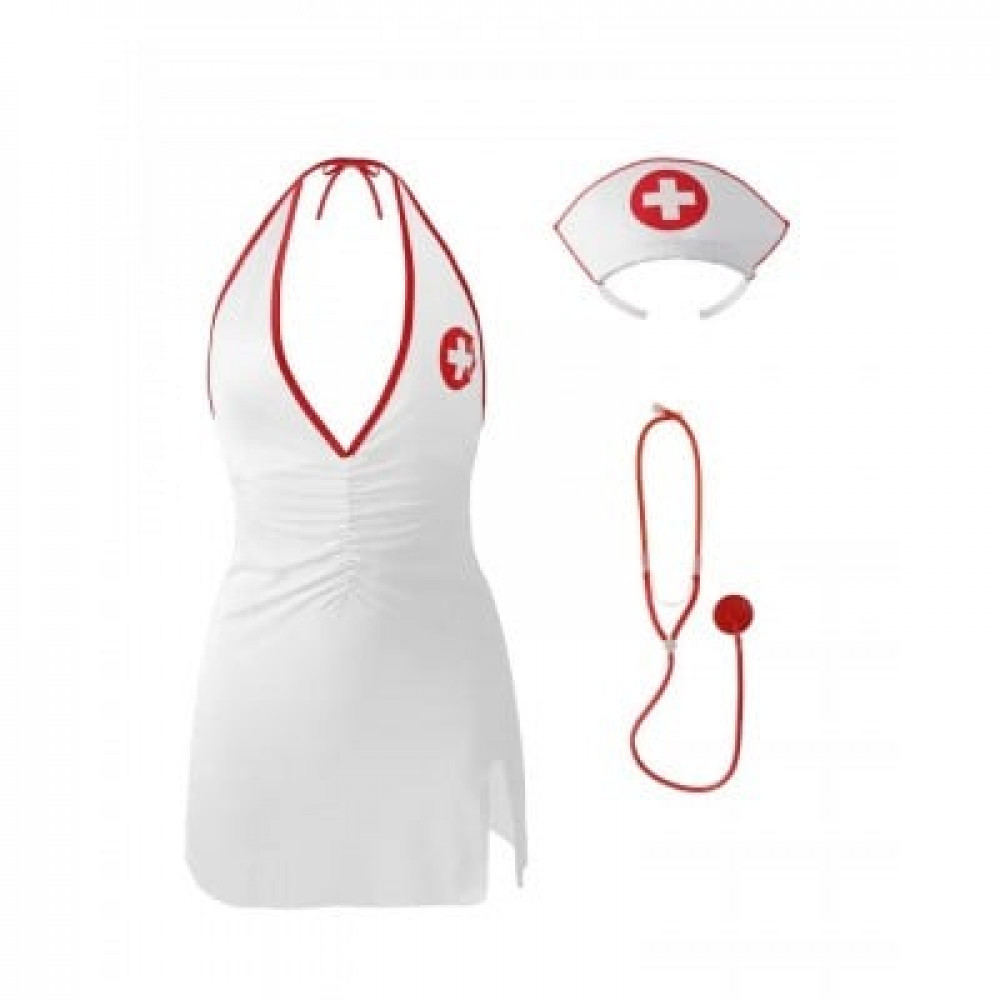Эротическое белье - Костюм медсестры S/M Sunspice, белый, 3 предмета 3