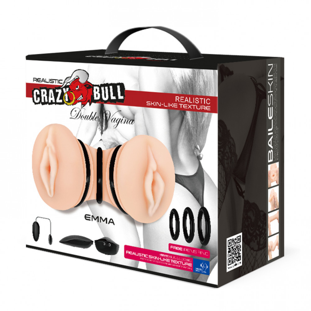  - Мастурбатор-Вагіна з двома входами і вібрацією CRAZY BULL-EMMA Double Vagina, BM - 009148ZH 11