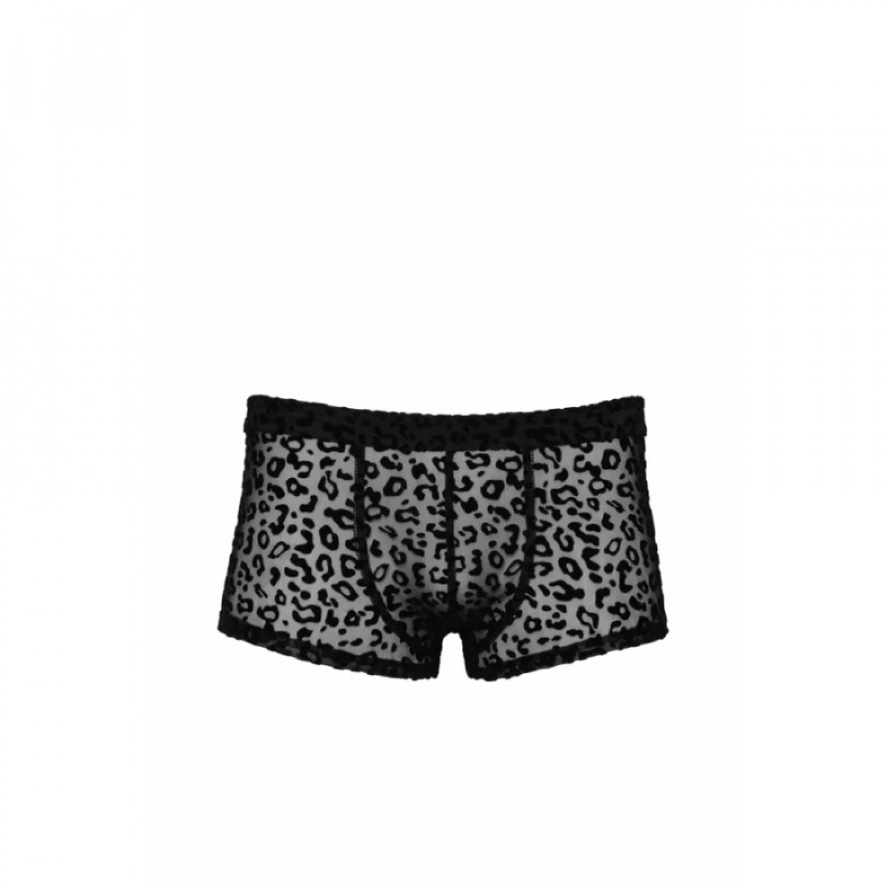- Чоловічі шорти Noir Handmade, розмір S, з прозорої еластичної сітки з леопардовим принтом, чорні 2