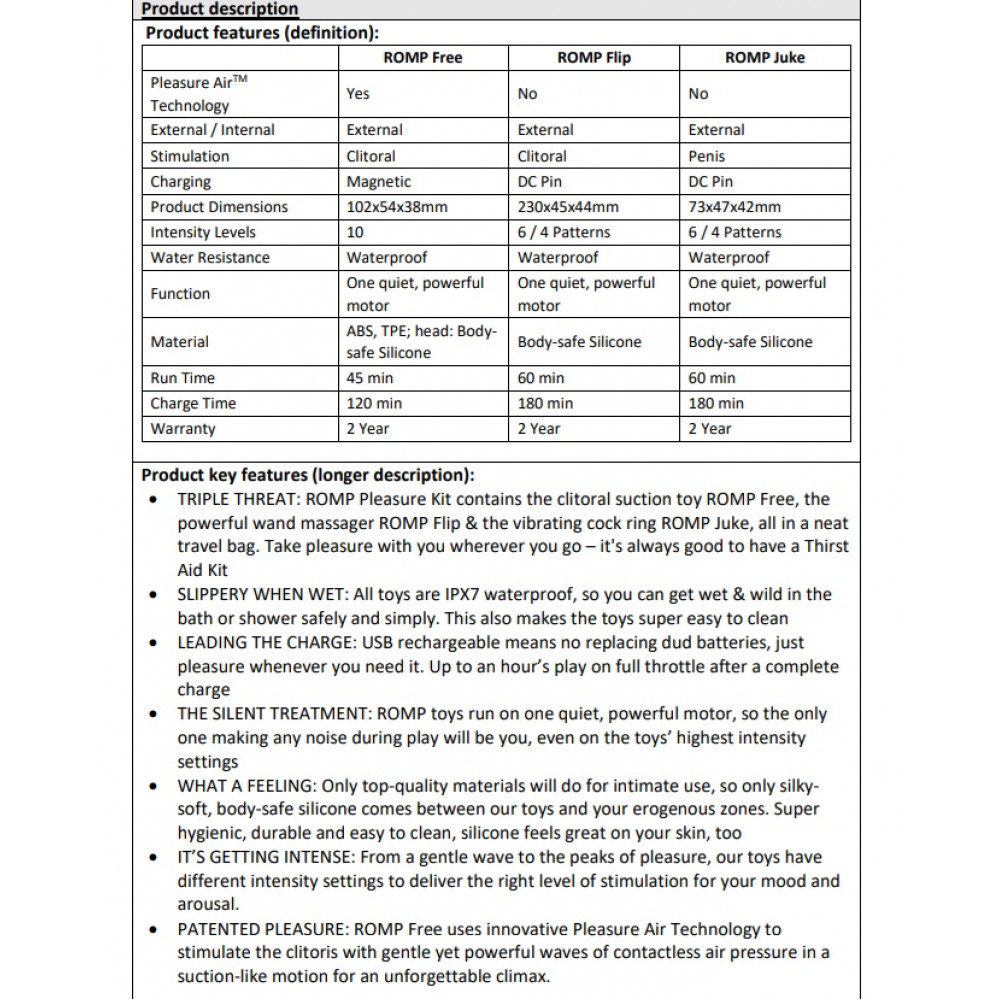 Різне - Набір секс-іграшок для пари Romp Pleasure, 3 іграшки 5