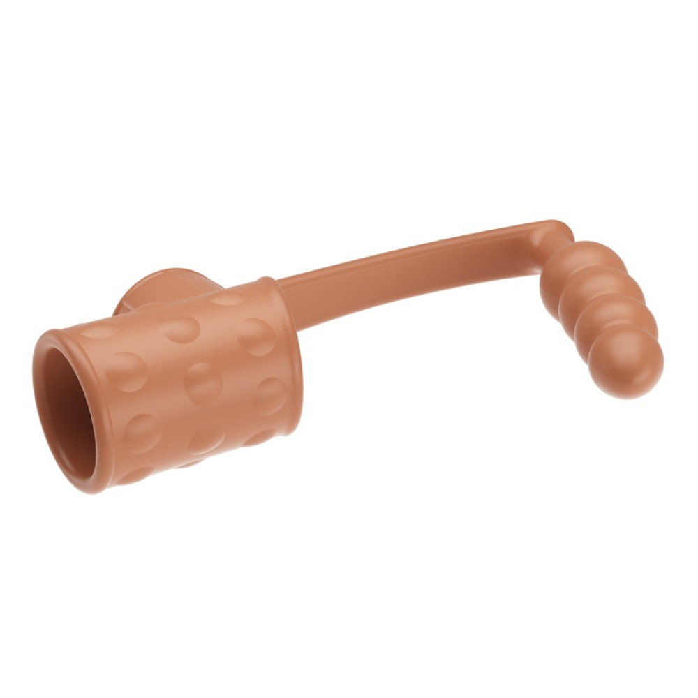 Эрекционные кольца без вибрации - Насадка на член и мошонку Pretty Love с анальным стимулятором, бежевая, 18.2 х 2–2.6 см 3