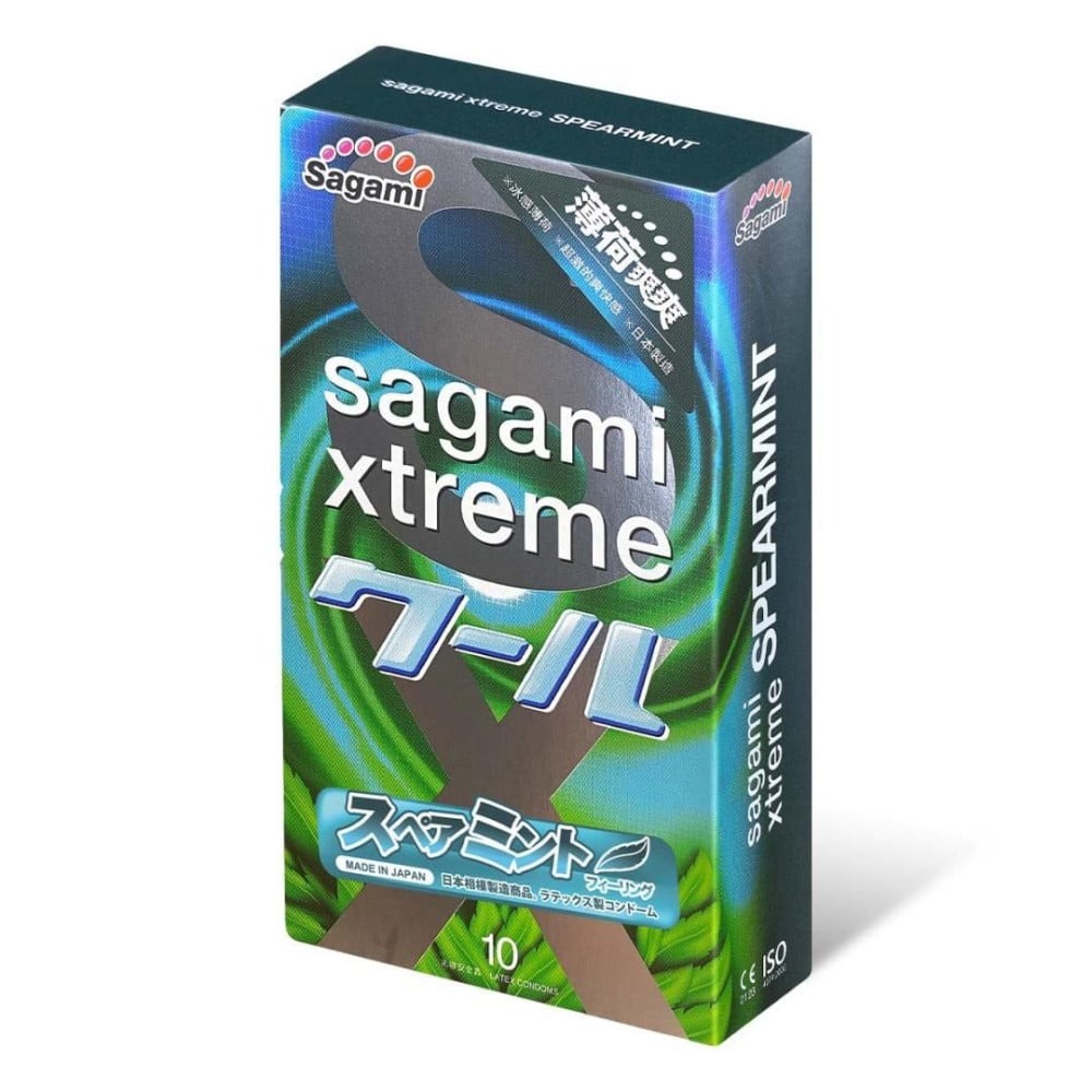 Лубриканты - Презервативы латексные Sagami Xtreme Mint, с ароматом мяты (цена за упаковку, 10 штук)