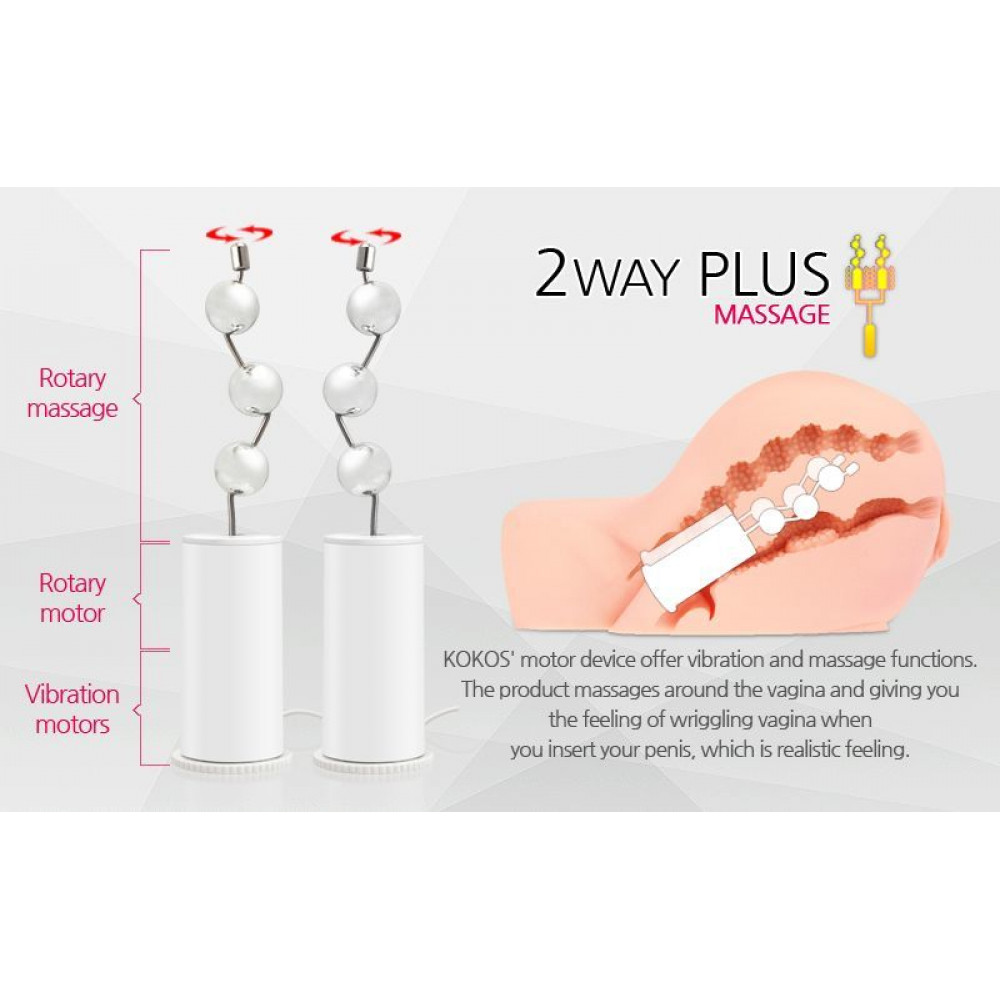 Мастурбаторы с вибрацией - Мастурбатор-попка Kokos Oknyeo 2WayPlus с вибрацией и массажем, два входа: вагина и попка 2
