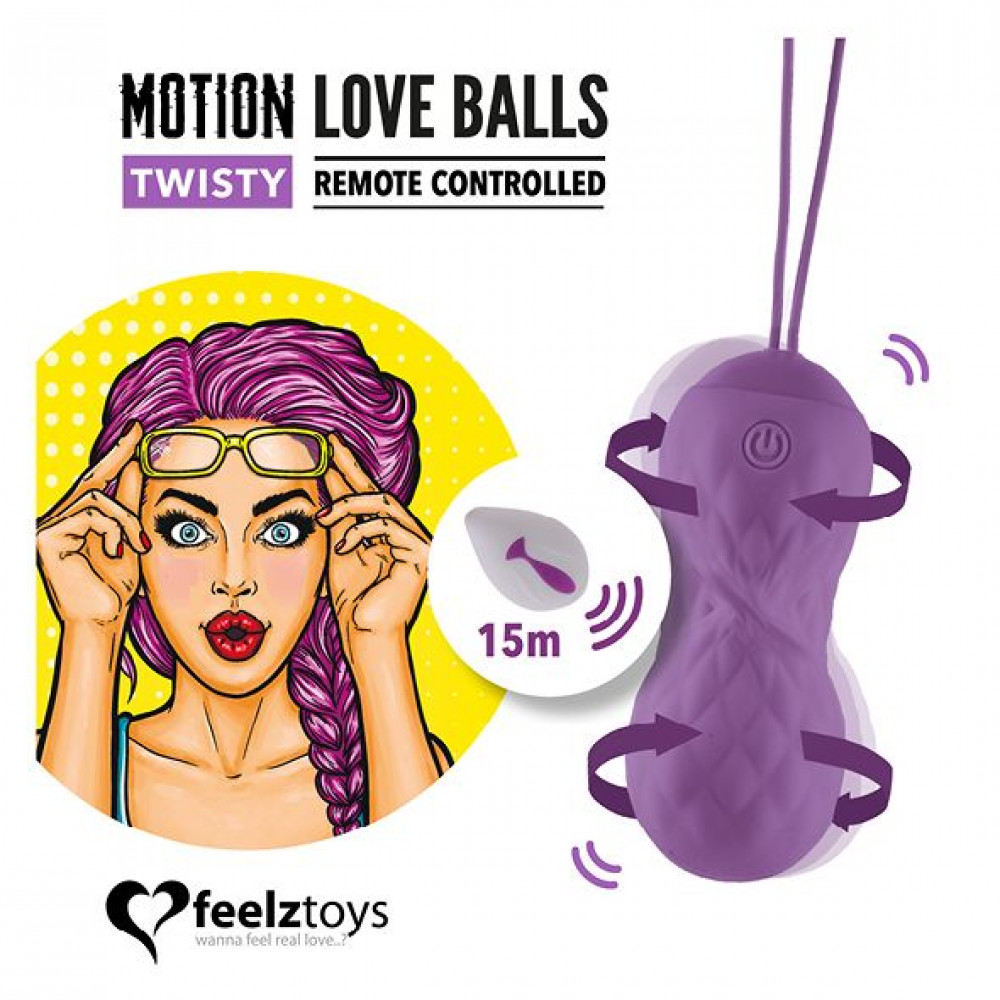 Вагинальные шарики - Вагинальные шарики с массажем и вибрацией FeelzToys Motion Love Balls Twisty с пультом ДУ, 7 режимов 3