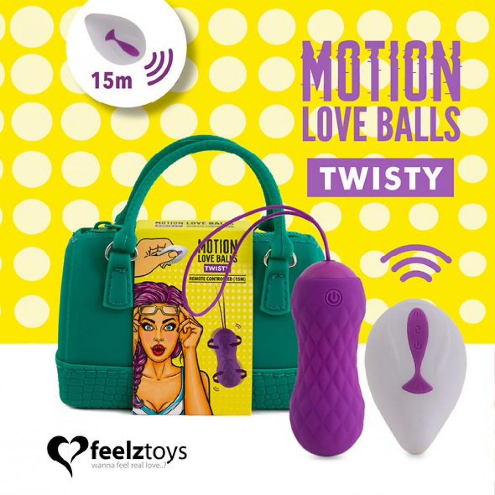 Вагинальные шарики - Вагинальные шарики с массажем и вибрацией FeelzToys Motion Love Balls Twisty с пультом ДУ, 7 режимов