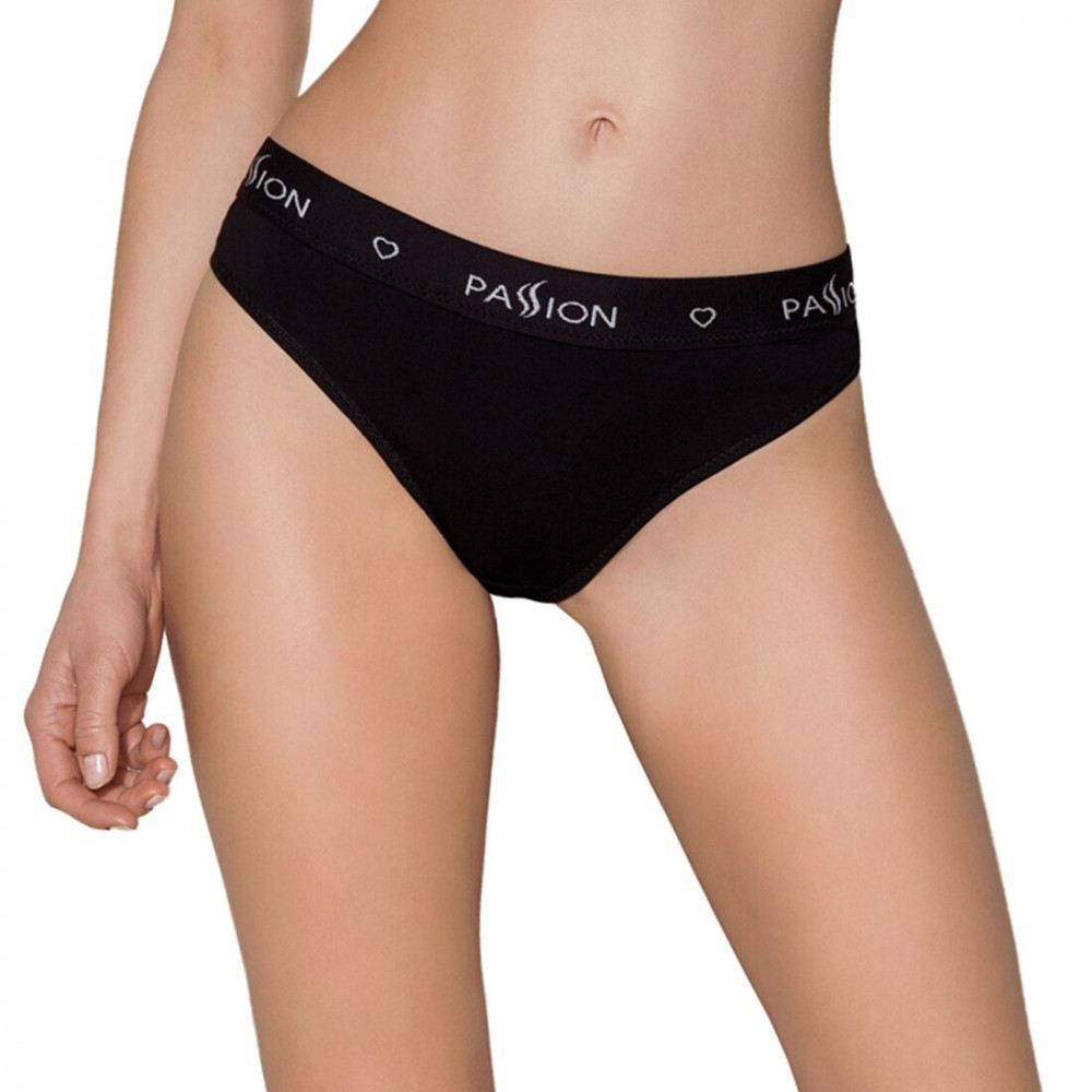 Эротические комплекты - Трусики-слипы из хлопка с эластаном Passion PS004 PANTIES black, size L