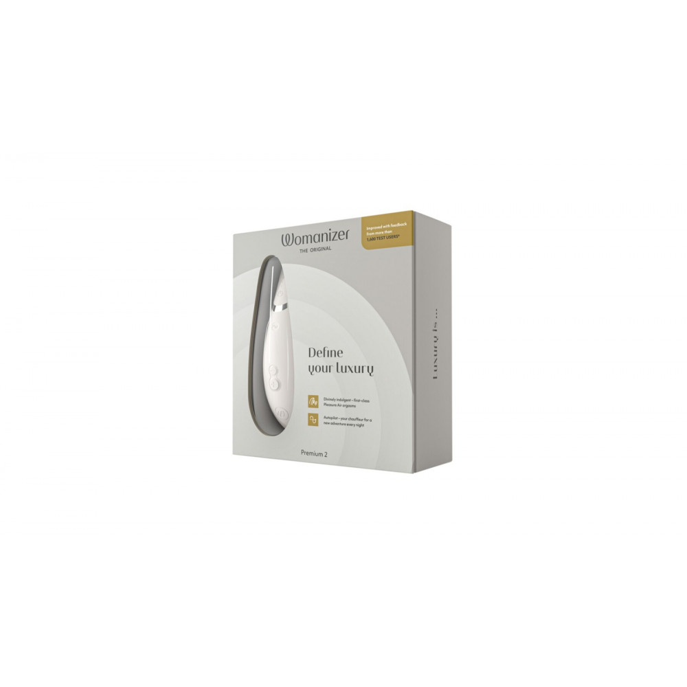 Вибраторы вакуумные - Вакуумный клиторальный стимулятор Womanizer Premium 2 - Grey, функции Autopilot и Smart Silence 2