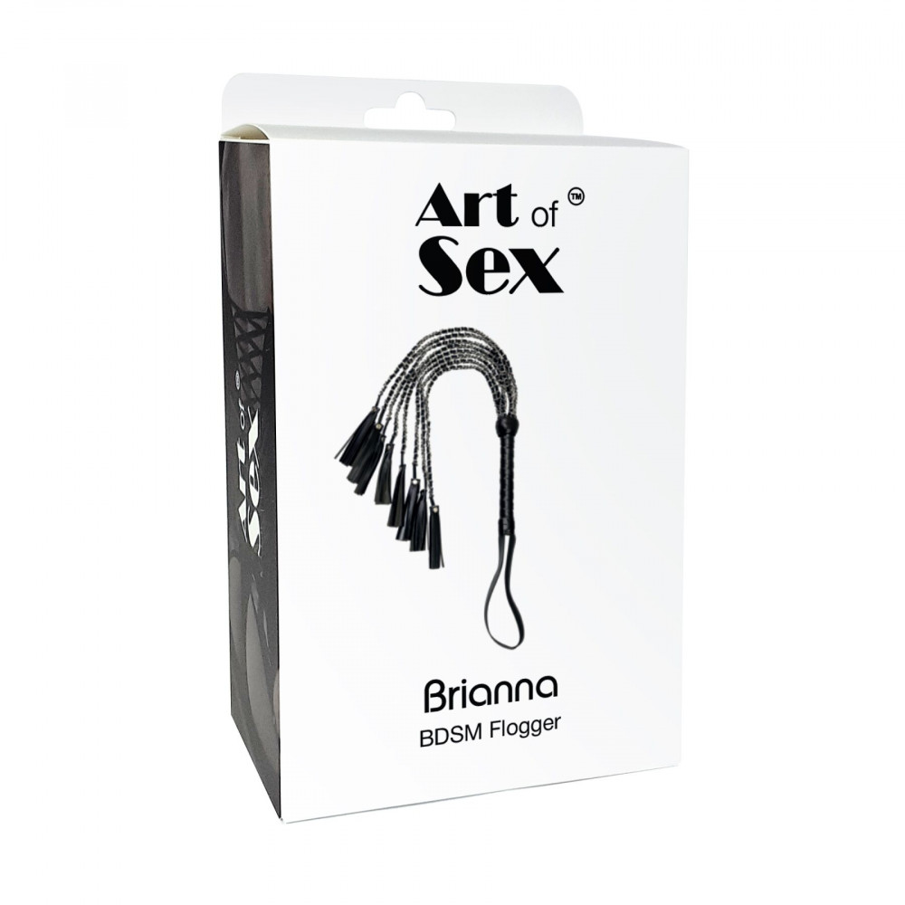 Плети, стеки, флоггеры, тиклеры - Ажурная плеть из экокожи Art of Sex - Brianna, цвет черный 1