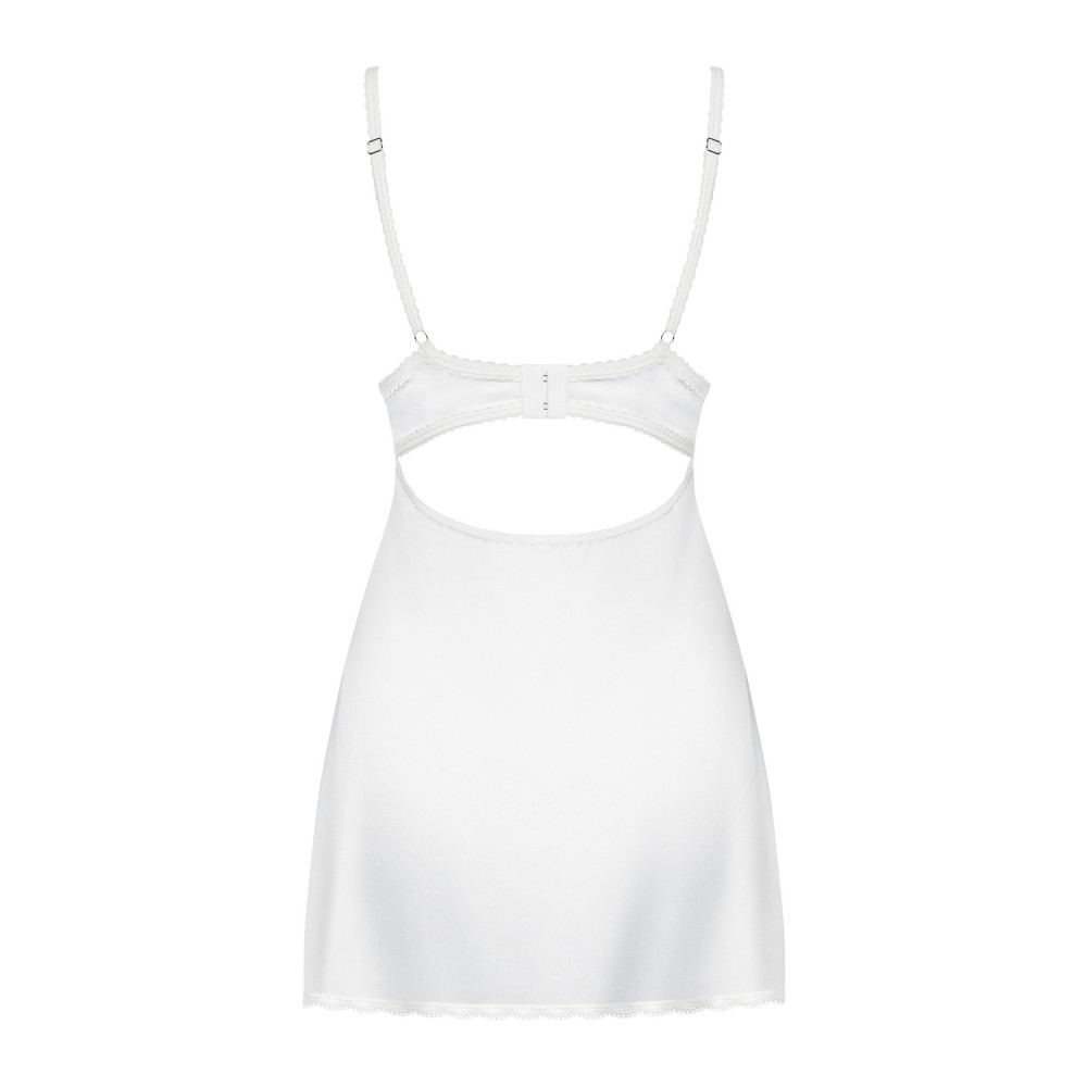 Разное - Сорочка с кружевным верхом Obsessive 871-CHE-2, белый, S/M 5