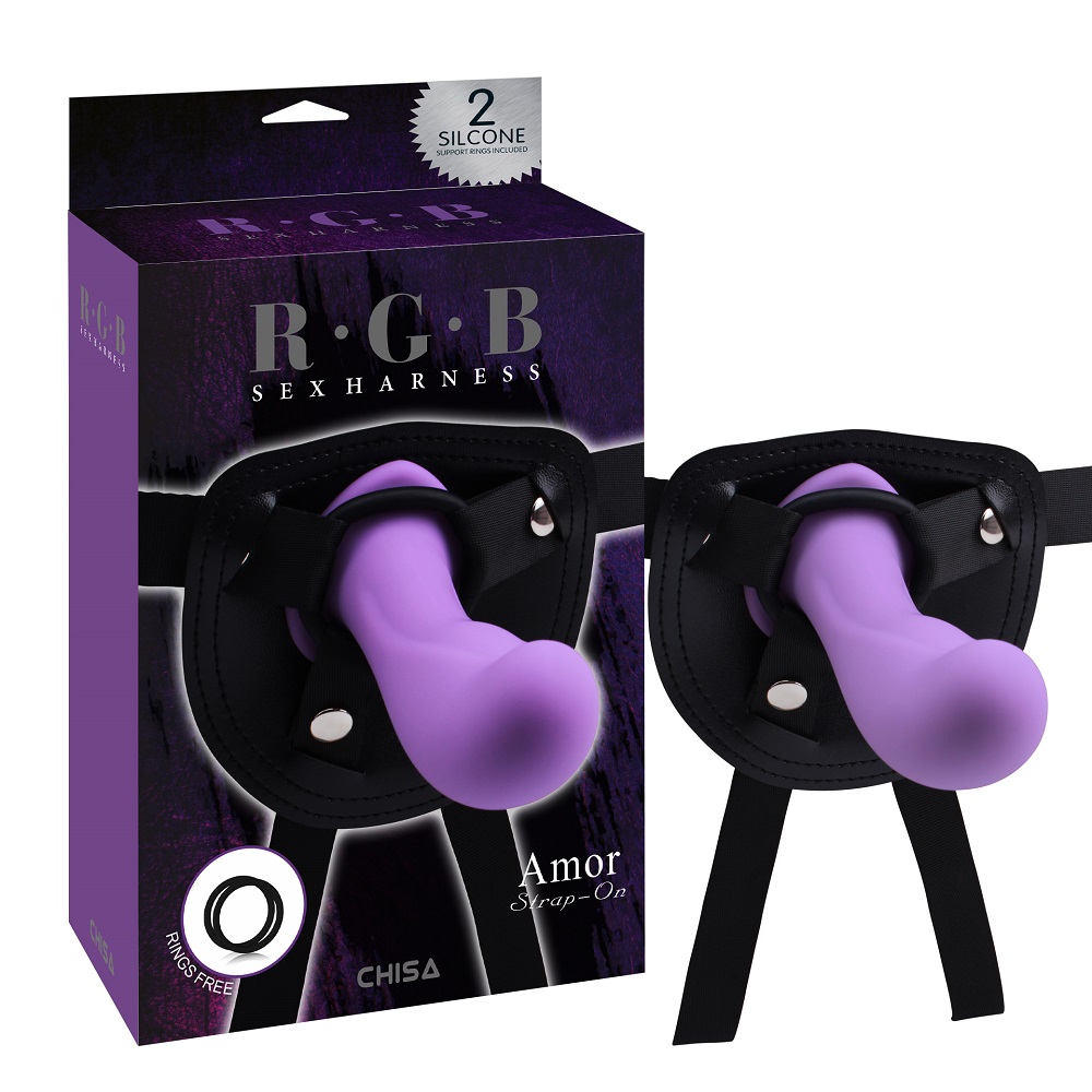 Женские страпоны - CH33976 Страпон фиолет насадка RGB Sex Harntss Amor strap-On Chisa