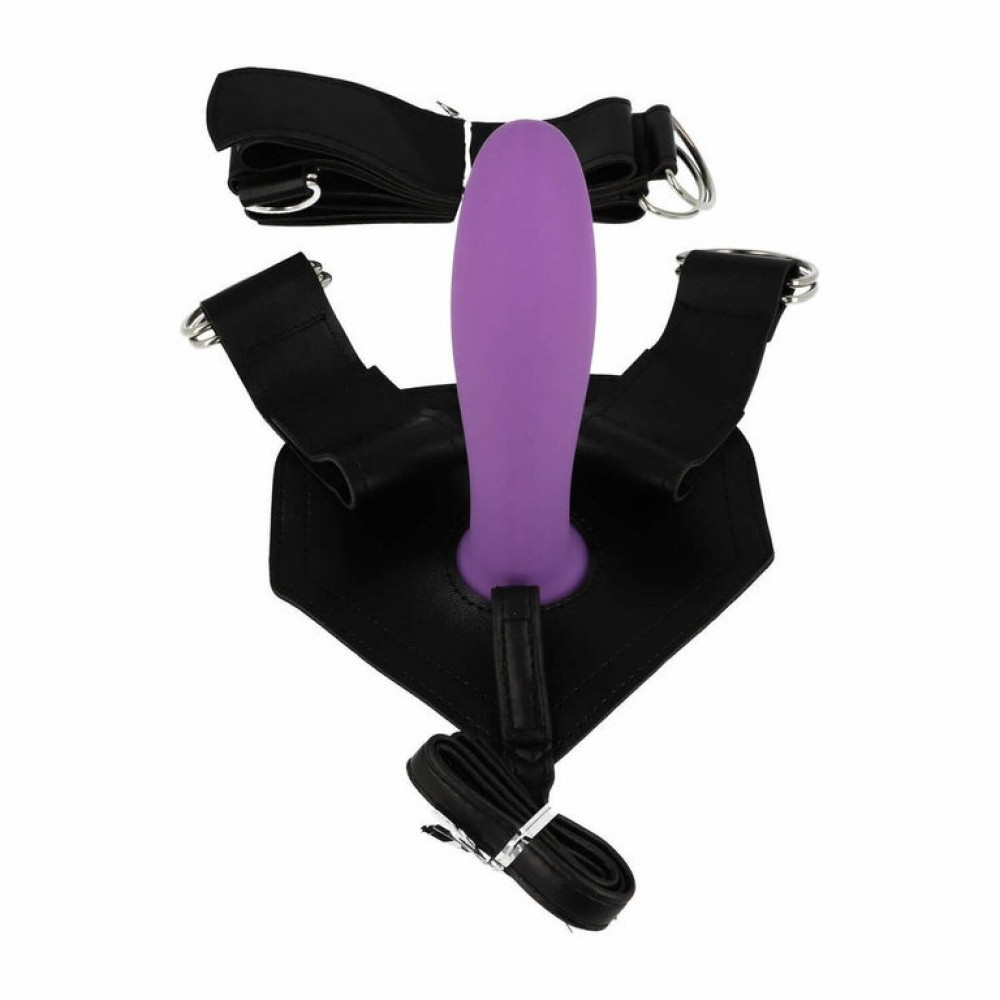 Разное - Страпон силиконовый Chisa R.G.B. Amor на трусиках из искусственной кожи, фиолетовый 2